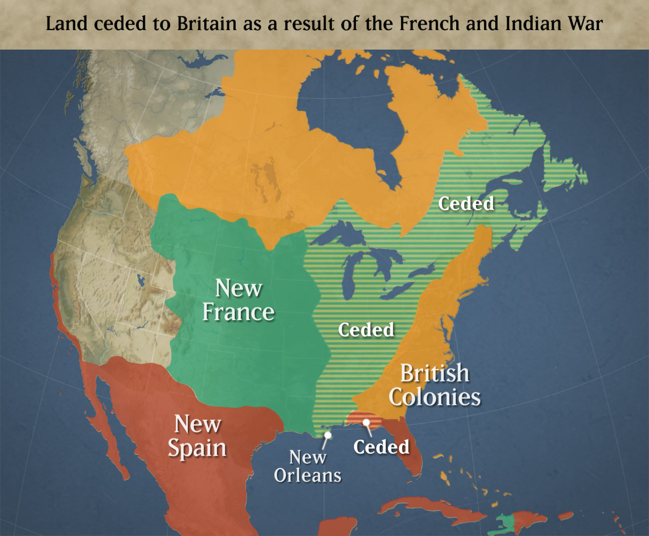 Newsela Map: North American territory changes after the French.
